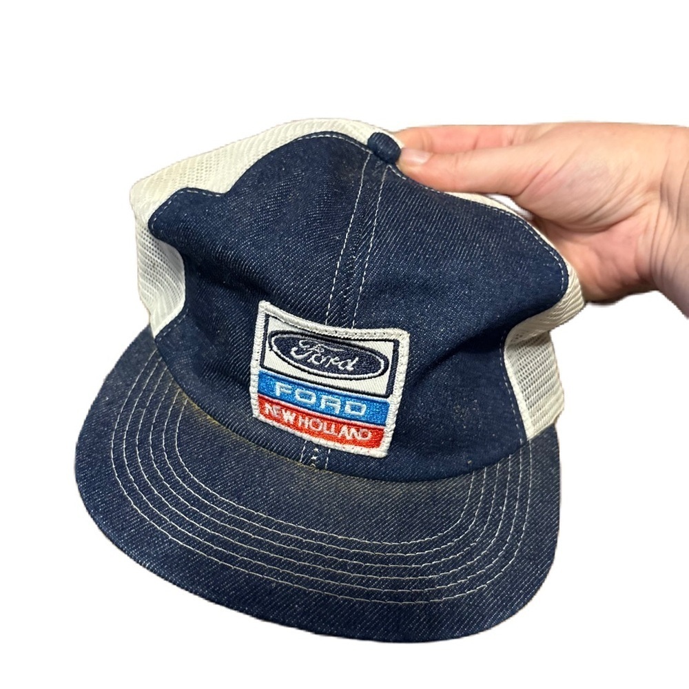Vintage Ford New Holland Denim Snapback Trucker Hat Cap 70s K Products